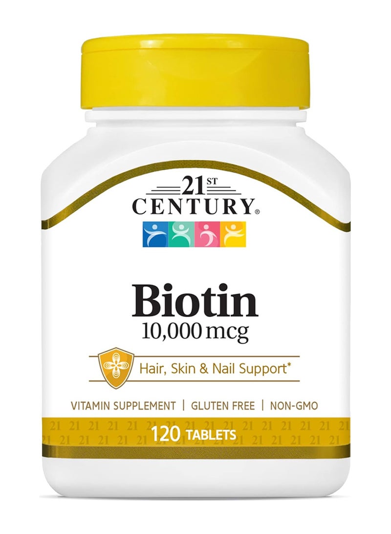21st Century Biotin 10000 Mcg Vitamin Supplement - 120 Tablets - Image 1